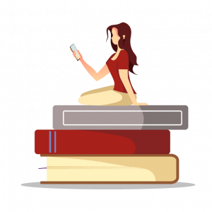 Woman on books